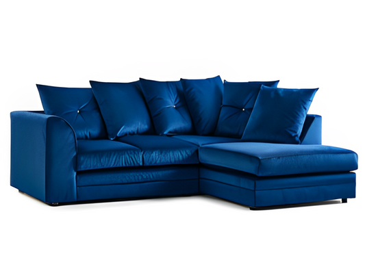 Royal Blue Plush Velvet Corner Sofa | Elegant Comfort | Cosy Club Sofas