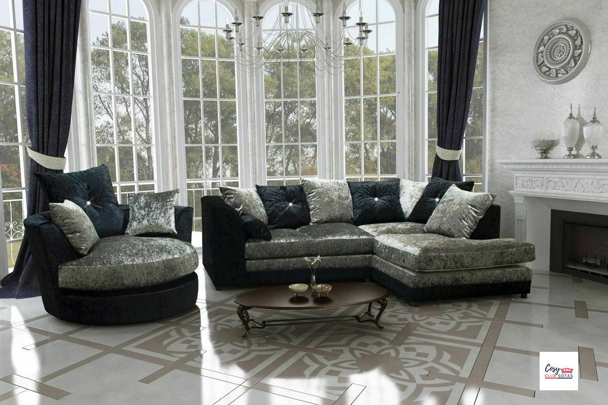 Argent Crushed Velvet Suite | Stylish Comfort | Cosy Club Sofas